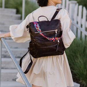 modern and chic mocha Brielle Convertible Travel Backpack Bag Guitar Strap